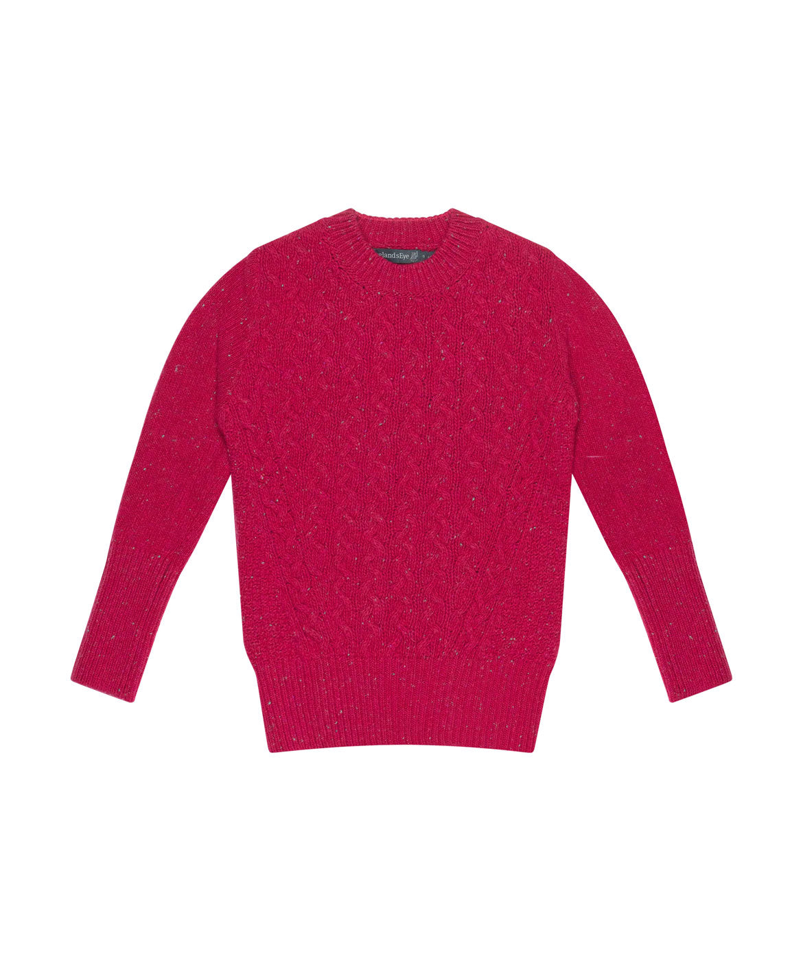 IrelandsEye Knitwear Kilcrea Cable Round Neck Sweater Bramble Berry