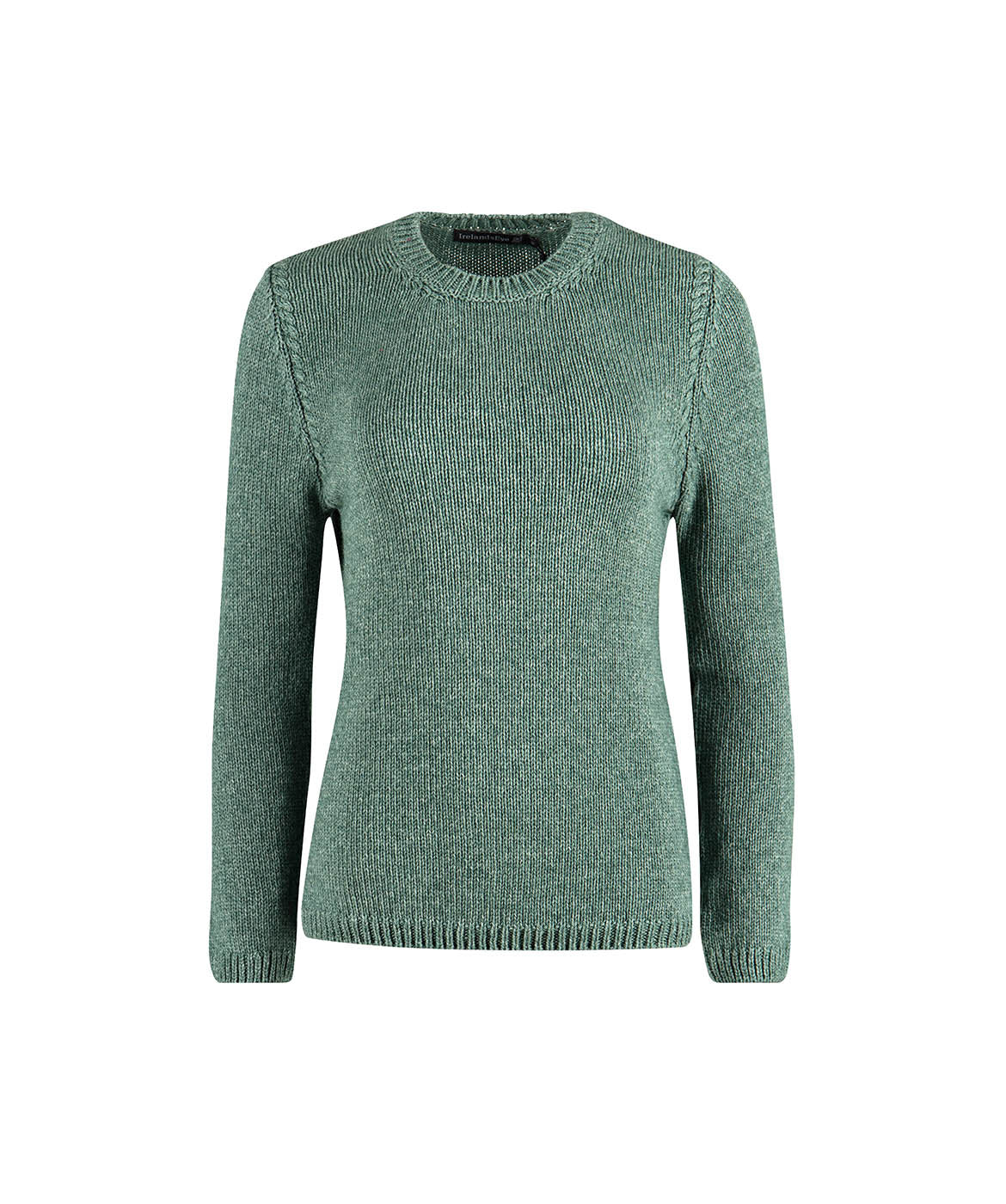 IrelandsEye Knitwear Womens Lahinch Jersey Cable Round Neck Sweater Seafoam Green