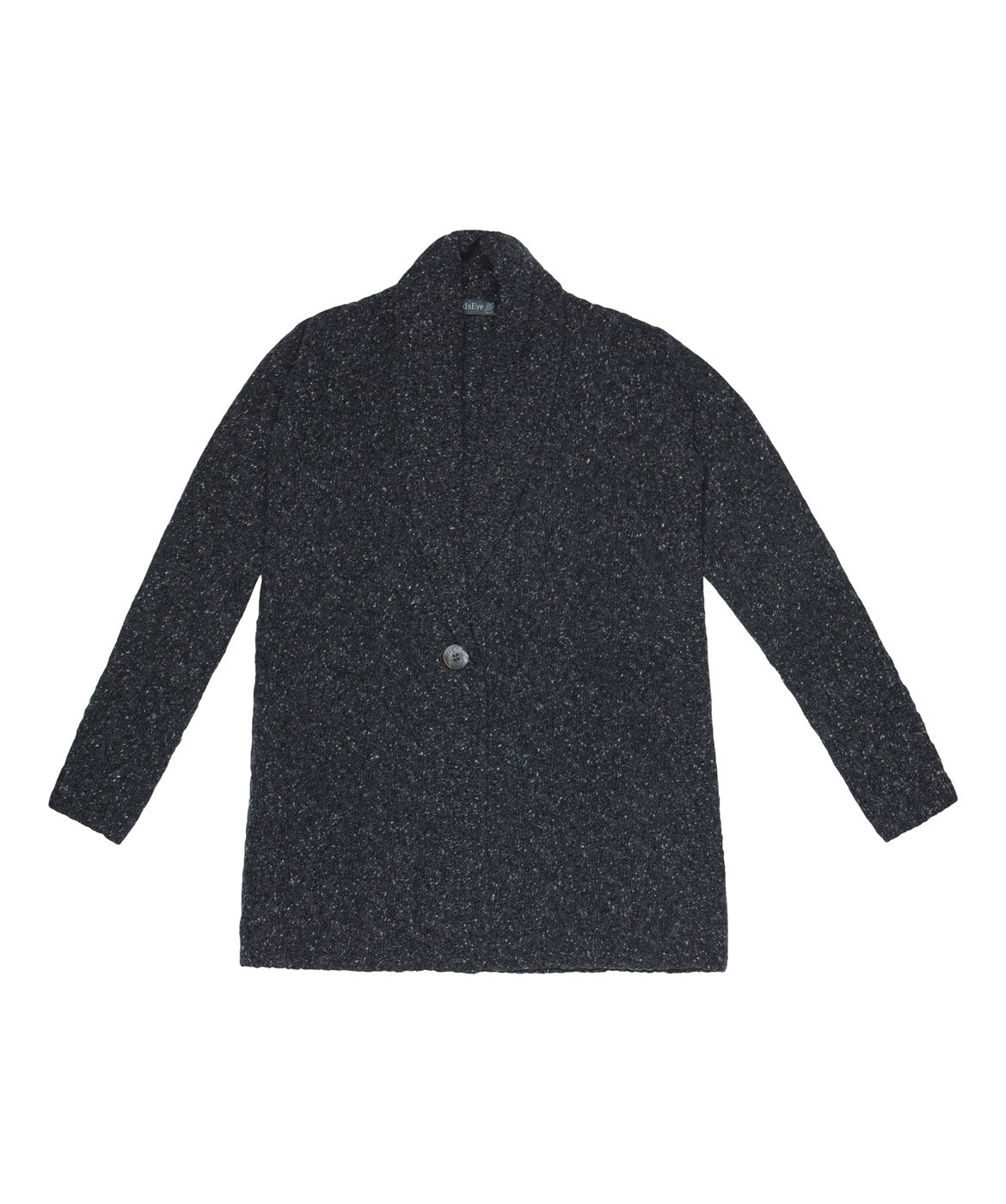 IrelandsEye Knitwear Adare Cable One Button Cardigan Charcoal