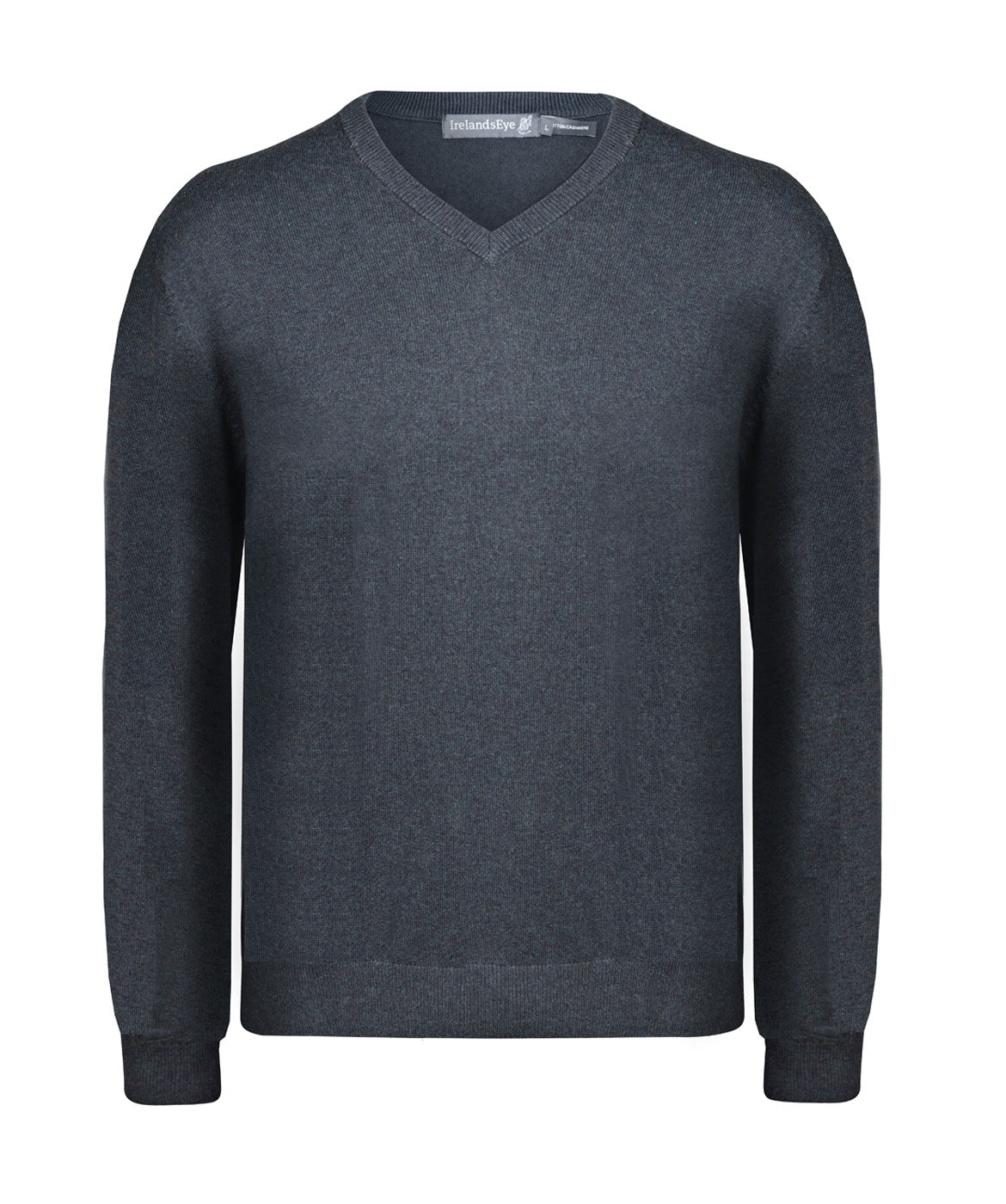 IrelandsEye Knitwear Mens knitted extra fine soft touch v neck sweater Night Forest