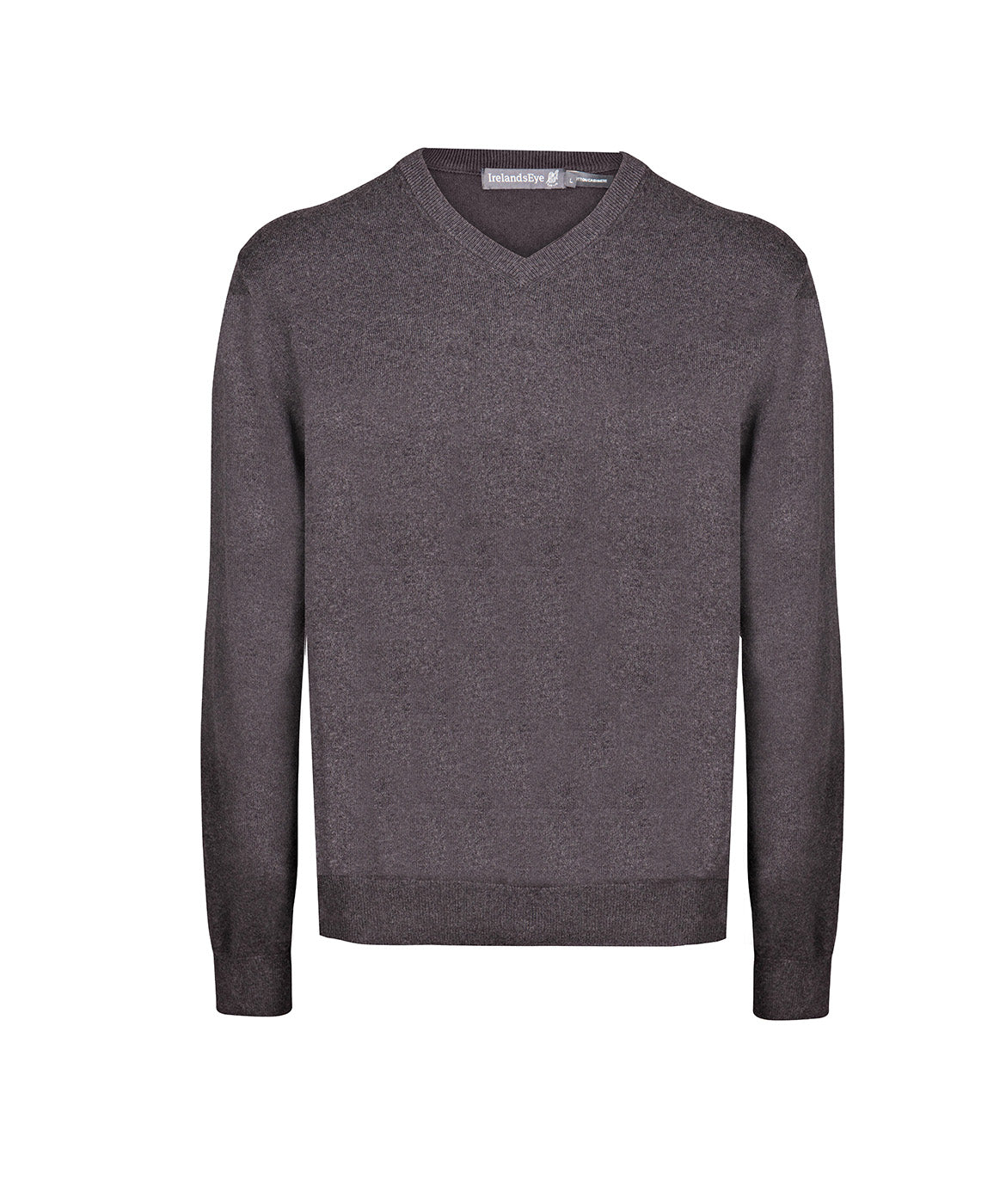 IrelandsEye Knitwear Mens knitted extra fine v neck sweater Charcoal