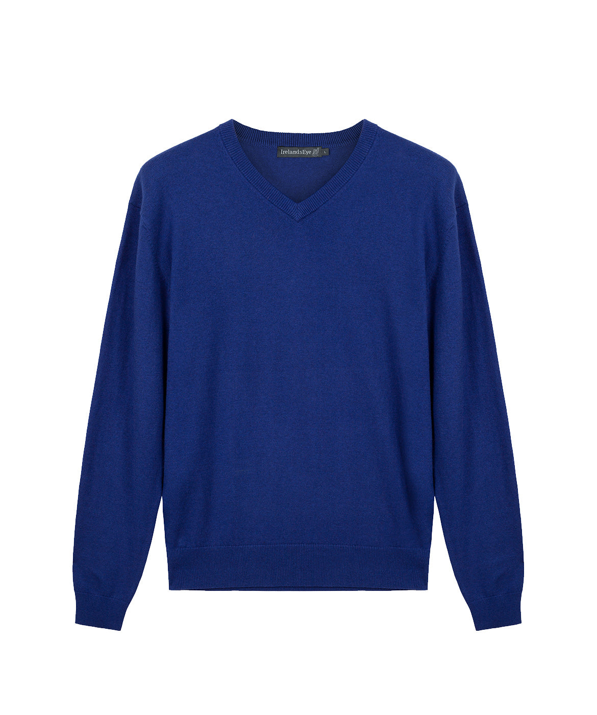 Mens knitted extra fine soft touch v neck sweater Ocean Blue
