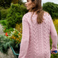 Primrose A-Line Cable Round Neck Sweater Pale Pink