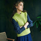 IrelandsEye Knitwear Ballybricken Trellis Cropped Vest in Chartreuse Wool Cashmere
