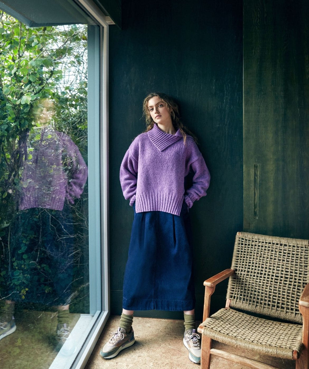 Womens Wilde Slouchy Funnel Neck Sweater Orchid IrelandsEye Knitwear