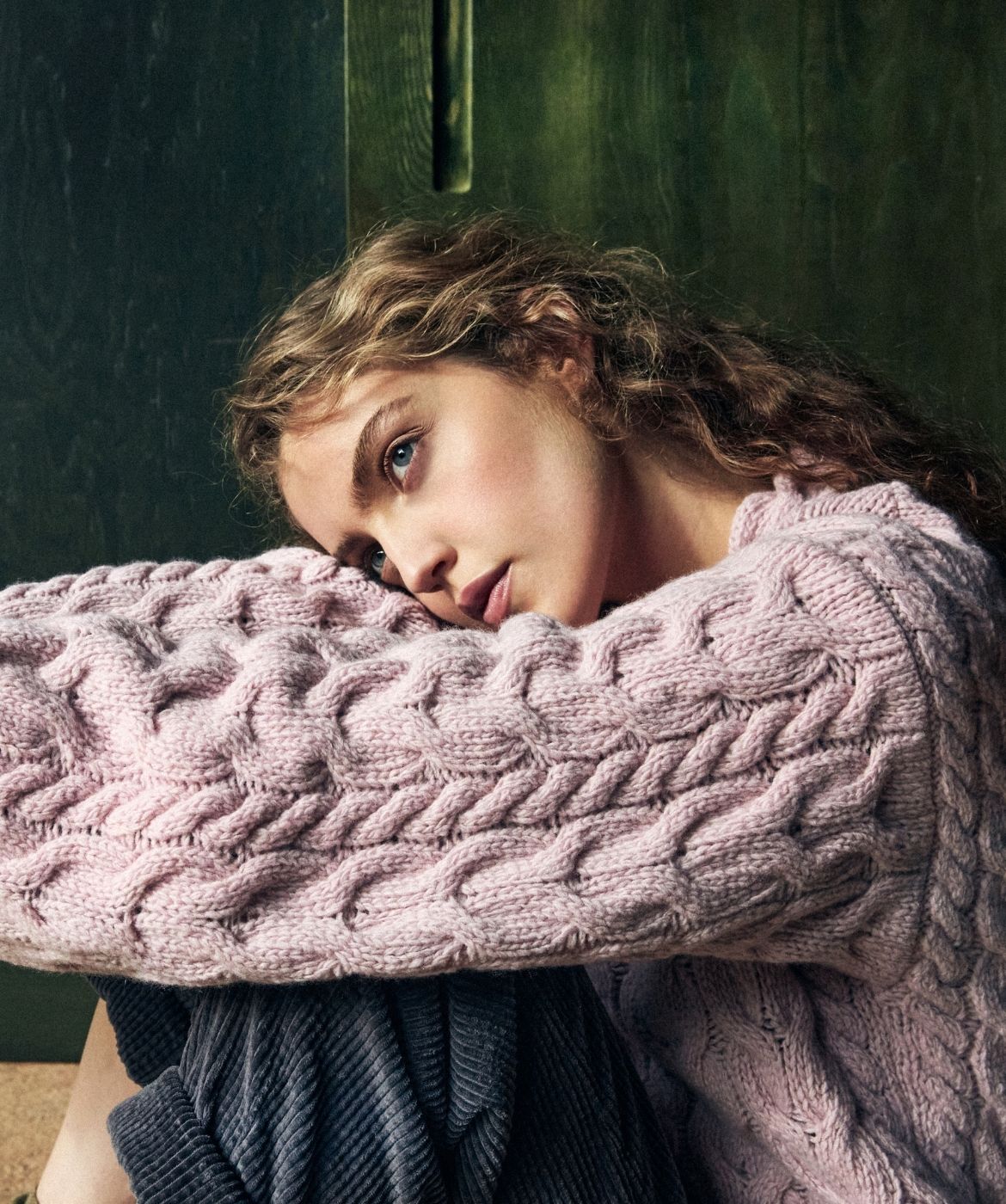 Hapenny Horseshoe Sweater in Pink Mist Wool Cashmere