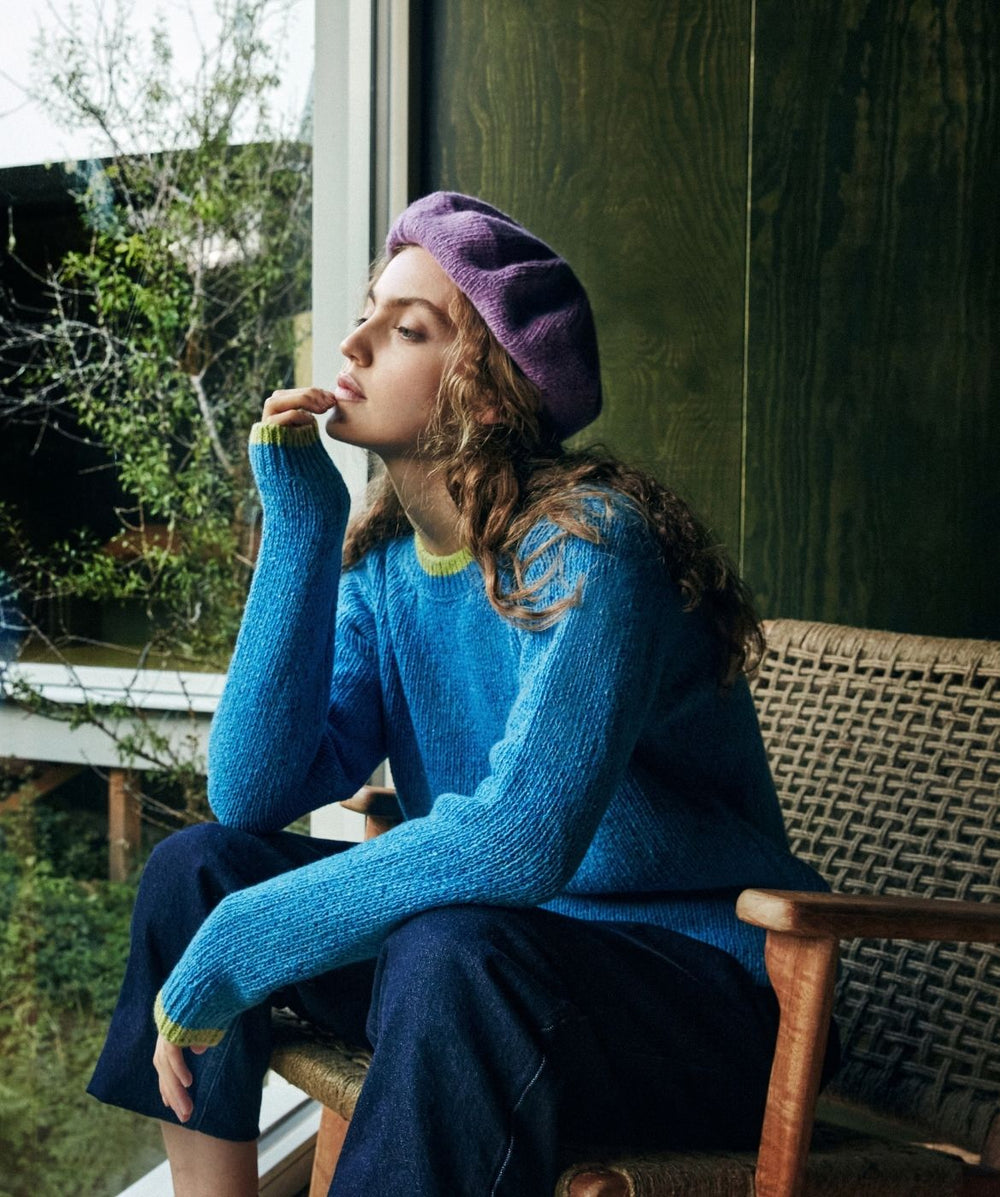 Womens Slaney Crew Neck Sweater Forget-Me-Not Blue IrelandsEye