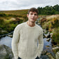 IrelandsEye Knitwear Men's Cuileann Aran Crew Neck Sweater in Natural